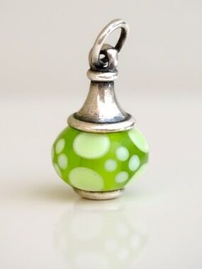 RARE James Avery lime green glass dot finial charm pendant bead conical